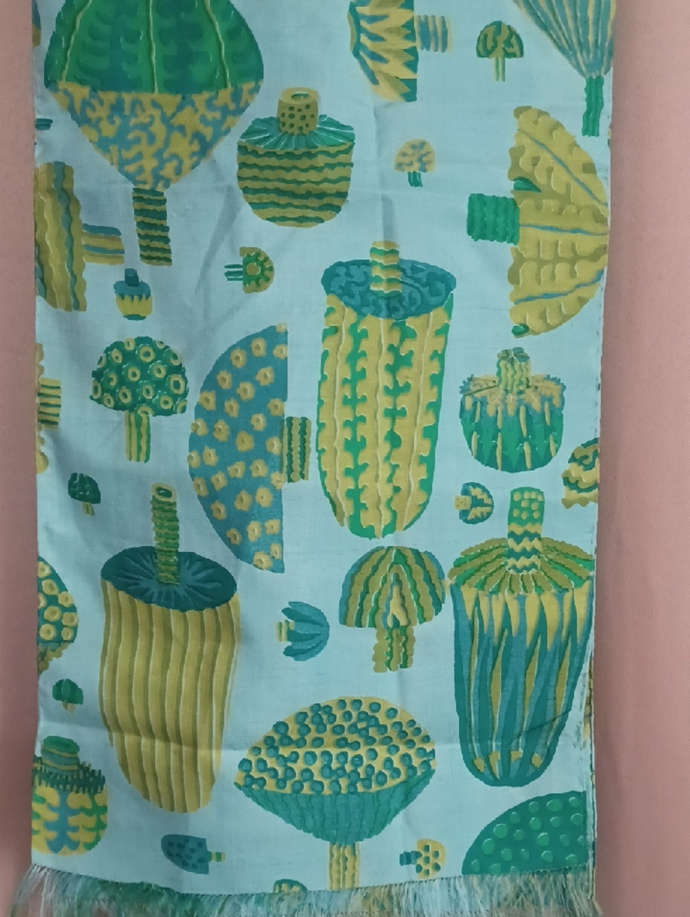Vintage Thai Silk Scarf Star Of Siam Bangkok Handwoven Mod Botanical 72×12 - Picture 5 of 16